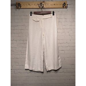 Michael Kors white linen wide leg capris size 2 *